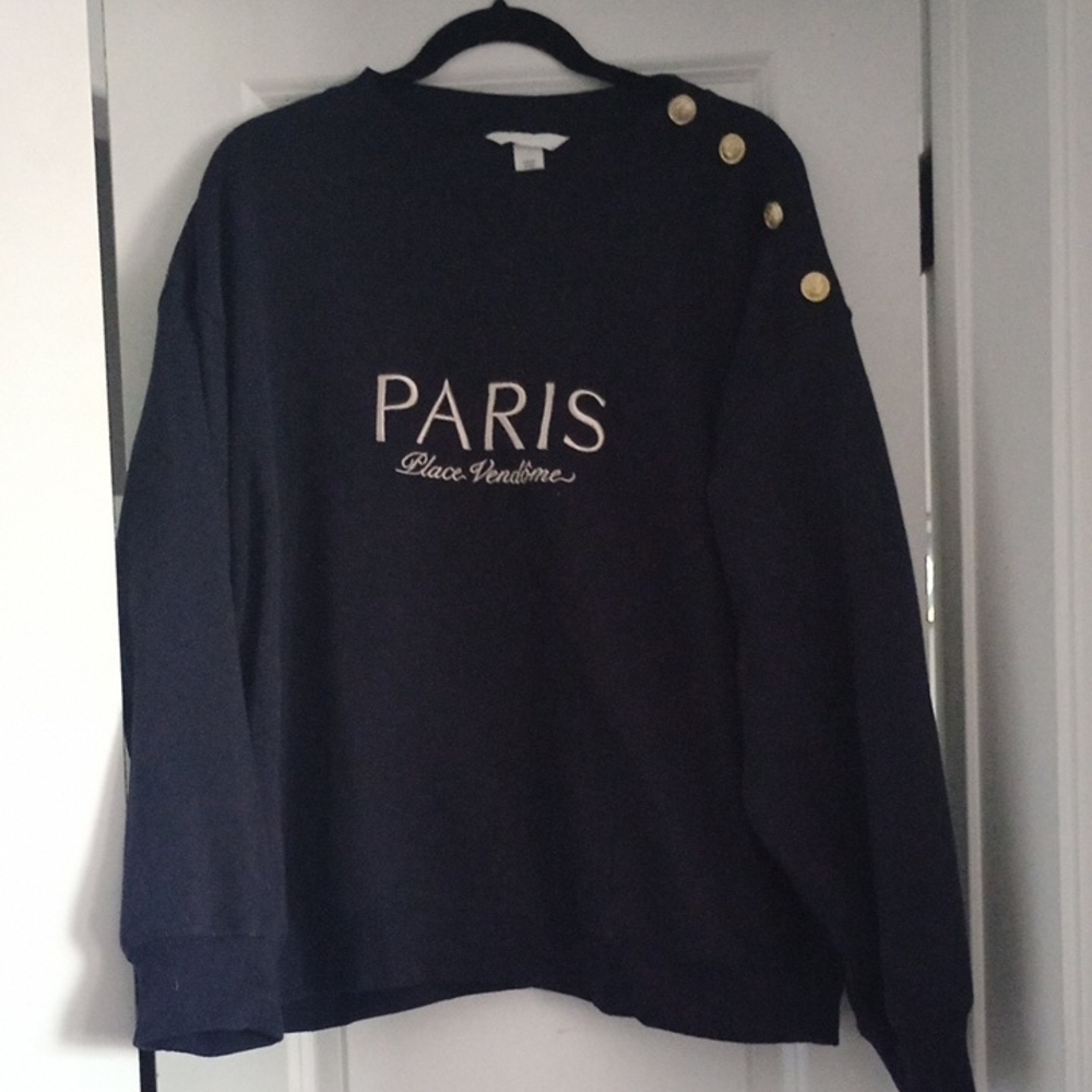H&M Black Sweatshirt with Gold Button Details Size XXL